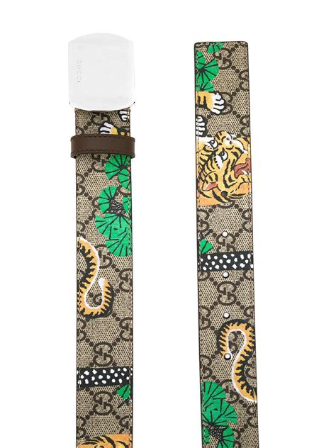 gucci belt light brown tiger print|Gucci tiger buckle leather belt.